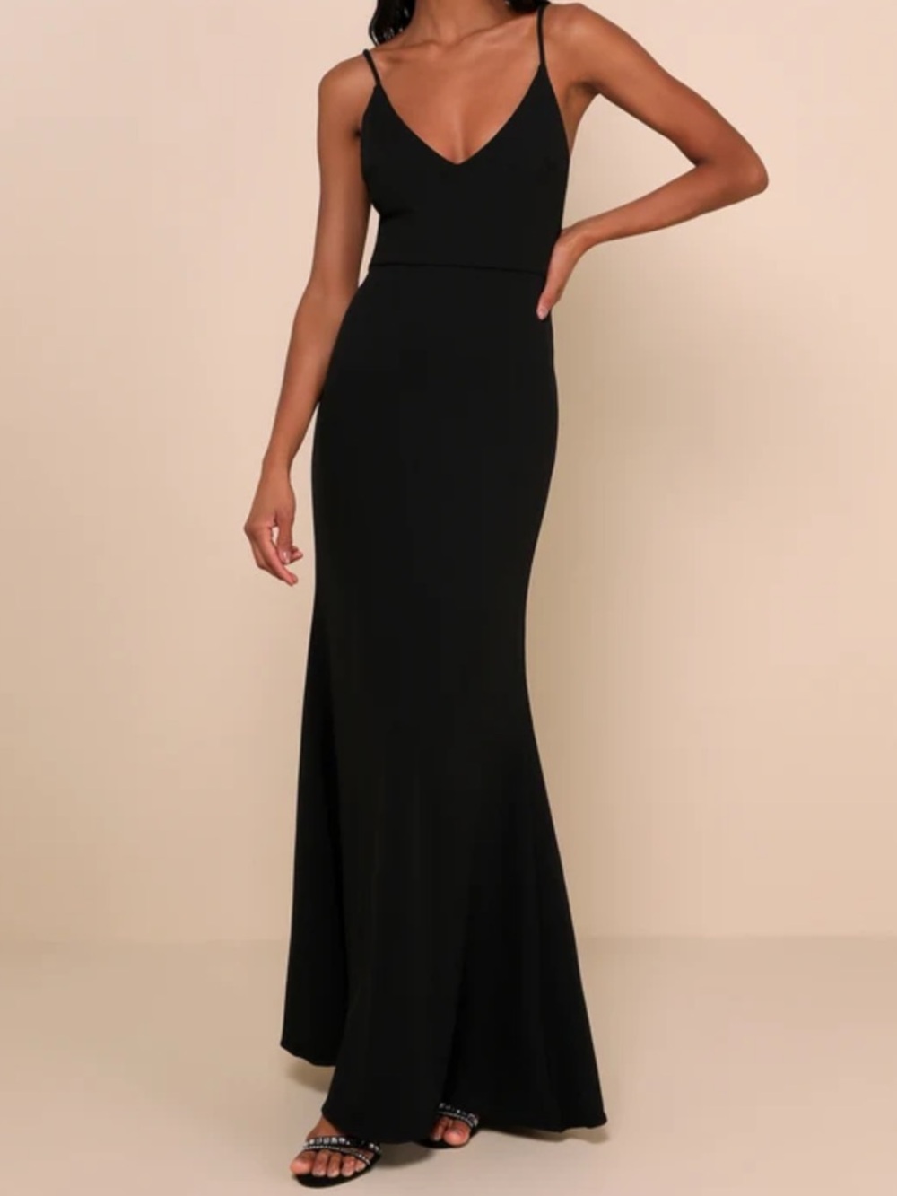Lulu's Black Spaghetti-Strap Maxi Gown